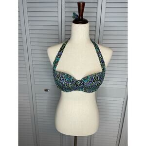 Victoria's Secret green blue black purple halter bikini swim top women's 36B
